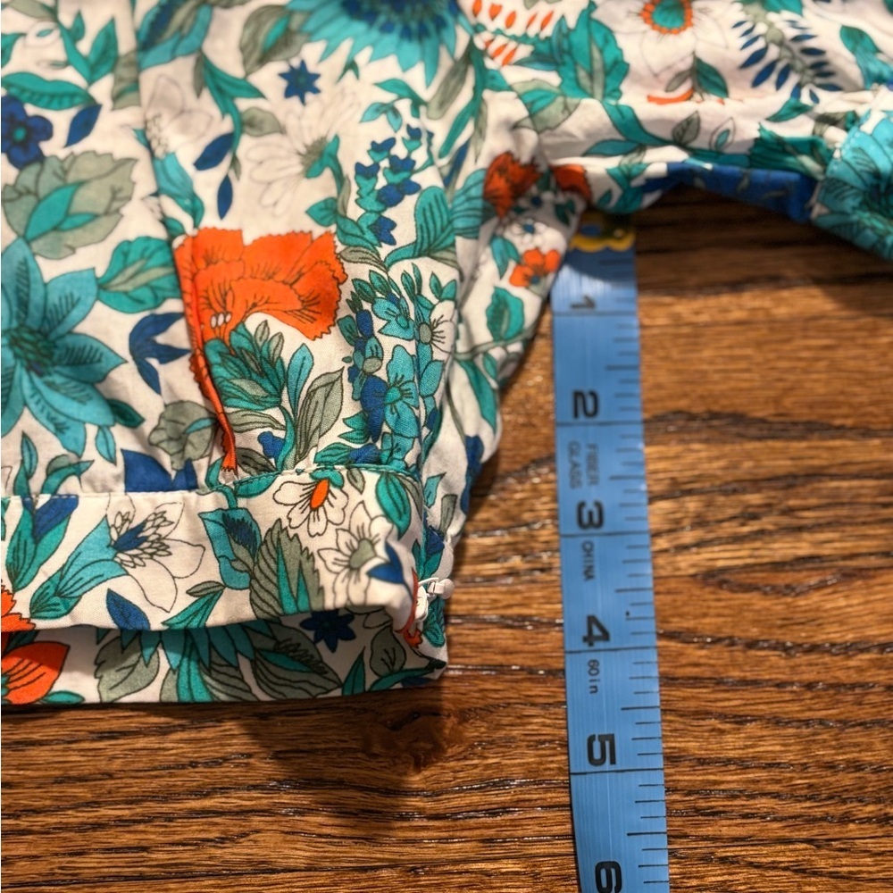 NEW LORETTA CAPONI | Florinda Floral Smocked Cotton Crop Top in Surfinas Sz XS - Picture 7 of 9